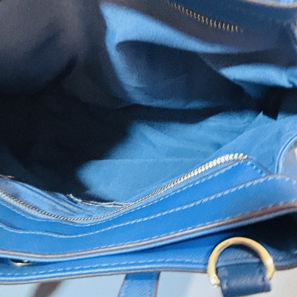 Kenneth Cole Reaction Blue Golf Purse Handbag Bag Roomy Double Handle Zip Clean - Picture 11 of 16